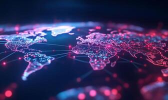 Global network connections, digital world map. network photo