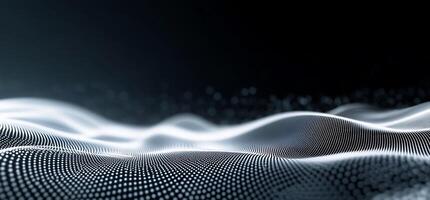 Abstract dark grey wave particle background. photo