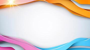 Abstract colorful waves frame, bright background. photo