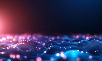 Abstract glowing wave particles background..network photo
