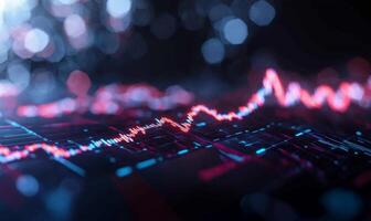Abstract stock market data graph on screen. photo