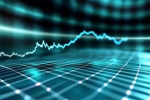 Abstract stock market graph showing growth on a digital grid. photo