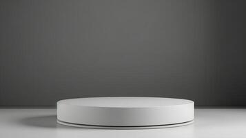Round podium with white translucent back on gray background photo