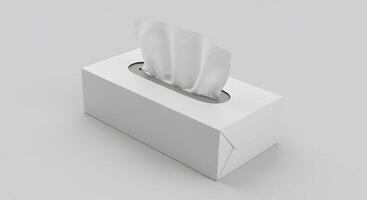 Clean White Tissue Box Mockup Design on a Light Gray Background, Simple and Elegant Packaging for Branding photo