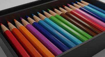 Vibrant Colored Pencils in a Sleek Black Case A Colorful Array for Artistic Expression photo