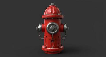 3D Render of a Weathered Red Fire Hydrant Against a Dark Background Studio Shot photo