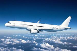 A large passenger jet flying in the sky photo