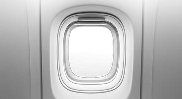 An airplane window with a view of the sky photo