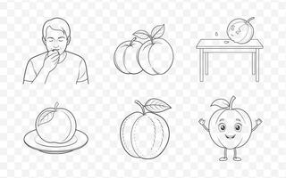 Apricot Fruit Line Art Collection for Creative Design Projects vector