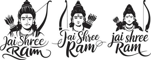 three different hindu god images with the words jai sheree ram vector