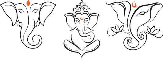 three different designs of elephant heads vector