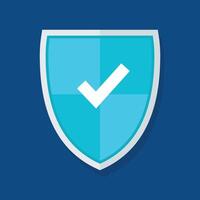 Blue Protection Shield Icon. Shields and check marks icons vector