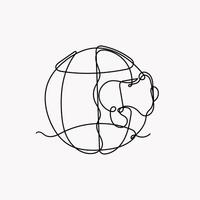 a line drawing of a globe with a megaphone line connecting it vector