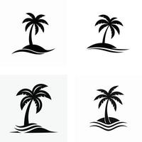 silhouette palm trees on islands. vector