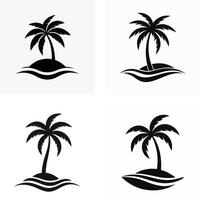 simple black silhouette palm trees on islands. vector