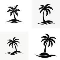 black silhouette palm trees on islands. vector