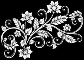 A black and white floral design on a black background vector