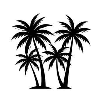 Silhouette of three palm trees against a white background. vector