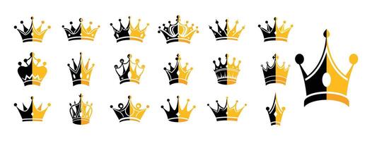 Collection of Bi-Colored Crown Graphics for Elegant Designs, Elegant Bi-Colored Crown Set for Luxury Design Projects. vector