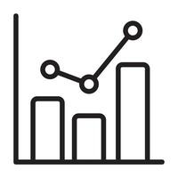 Minimalist outline icon of a bar chart with a line graph showing business growth performance and data analytics Perfect for finance marketing statistics and economic concepts vector