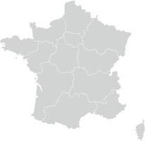 Grey with White Outline France Map with District Borders Europe Country vector