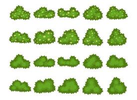 Green Bush With Flower Illustration On White Background Set vector