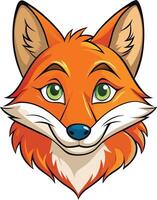 Focused Fox Head Design with Intense Expression Available on EPS File vector