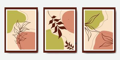 Modern botanical wall art illustrations set of 3 vector