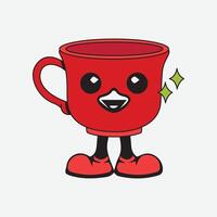 This red mug is ready to bring a smile with every sip vector