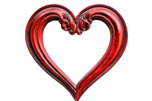 Carved red heart shape with intricate design and smooth edges for decorative purposes png