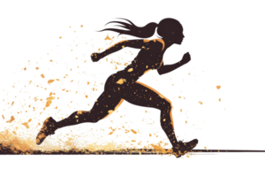 Dynamic athlete sprinting forward with determination on a track surface png