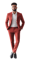 a man in a red suit standing in front of a transparent background png
