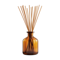 reed diffuser in glass bottle with pins on transparent background png