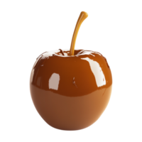 an apple with caramel on it, on a transparent background png