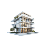 Modern glass house against a transparent background for architecture and real estate projects png