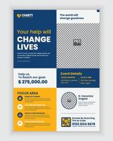 Charity Activities and Donation Event A4 Size Flyer Design Template or Fundraiser Poster, leaflet, Design vector