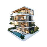 3d rendering of a modern house with a pool png