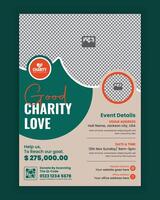 Charity and Donation Event A4 Size Flyer Design Template or Fundraiser Poster, leaflet, and handbill Design vector