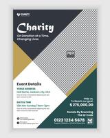Charity Activities and Donation Event A4 Size Flyer Design Template or Fundraiser Poster, leaflet, and handbill Design template vector