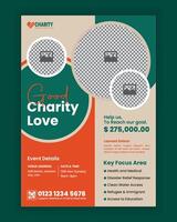 Charity Activities and Donation Event Flyer Design Template or Fundraiser Poster, leaflet, and handbill Design vector