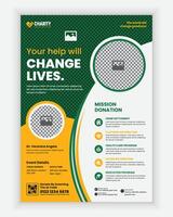 Charity Activities and Donation Event A4 Size Flyer Design Template or Fundraiser Poster Design vector