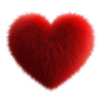 A fluffy red heart with a soft and textured appearance. png