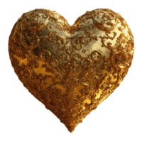 Golden heart shape with intricate patterns and a glossy finish. png