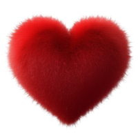 Fluffy red heart with a soft and textured appearance. png