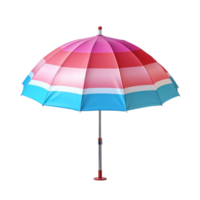 Striped Beach Umbrella in Pink Blue and White Summer Sunshade on Transparent Background png