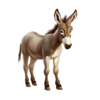 Brown Donkey Standing with a Calm Expression on a Transparent Background png