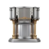 Luxury Ornate Silver and Gold Pedestal with Classical Architectural Design png