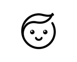A black and white line drawing of a smiling face vector