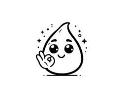 A cartoon drop with a face and a hand gesture vector