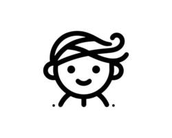 A black and white line drawing of a man with a hat vector